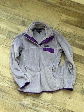 Patagonia Lavender and Purple Snap-Closure Fleece Pullover